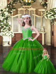 Adorable Sweetheart Sleeveless Lace Up Sweet 16 Quinceanera Dress Green Tulle