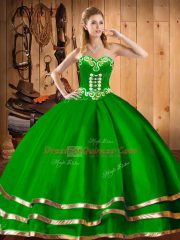 Pretty Floor Length Dark Green Quinceanera Gowns Sweetheart Sleeveless Lace Up