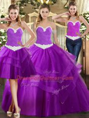 Top Selling Sweetheart Sleeveless Organza Vestidos de Quinceanera Appliques Lace Up