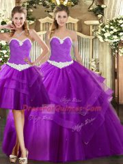 Top Selling Sweetheart Sleeveless Organza Vestidos de Quinceanera Appliques Lace Up