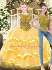 Sumptuous Bateau Sleeveless Tulle Sweet 16 Dresses Beading and Ruffled Layers Zipper
