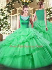 Fantastic Apple Green Scoop Neckline Beading and Appliques and Pick Ups Quinceanera Dresses Sleeveless Side Zipper