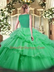 Fantastic Apple Green Scoop Neckline Beading and Appliques and Pick Ups Quinceanera Dresses Sleeveless Side Zipper