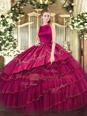 Inexpensive Floor Length Ball Gowns Sleeveless Fuchsia Quinceanera Dresses Clasp Handle
