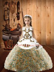 Exquisite Multi-color Sleeveless Embroidery Floor Length Kids Formal Wear