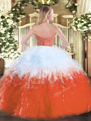 Multi-color Sleeveless Tulle Zipper Sweet 16 Dress for Military Ball and Sweet 16 and Quinceanera
