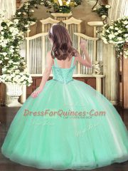 Floor Length Light Yellow Pageant Gowns For Girls Straps Sleeveless Lace Up