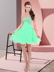 Beauteous Mini Length Empire Sleeveless Apple Green Prom Dresses Lace Up