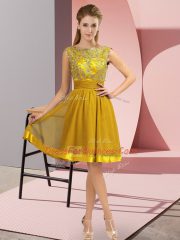 Attractive Sleeveless Backless Knee Length Appliques Prom Party Dress