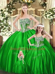 Strapless Sleeveless Organza Sweet 16 Quinceanera Dress Beading Lace Up