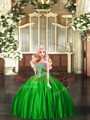 Strapless Sleeveless Organza Sweet 16 Quinceanera Dress Beading Lace Up