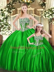 Strapless Sleeveless Organza Sweet 16 Quinceanera Dress Beading Lace Up