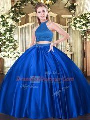 Super Floor Length Ball Gowns Sleeveless Royal Blue Quinceanera Gowns Backless
