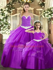 Tulle Sleeveless Floor Length Quinceanera Gown and Ruching
