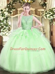 Floor Length Quinceanera Gowns Scoop Sleeveless Backless
