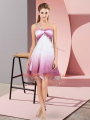 Asymmetrical Multi-color Prom Gown Fading Color Sleeveless Beading