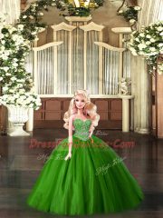 Floor Length Ball Gowns Sleeveless Green Quinceanera Gown Lace Up