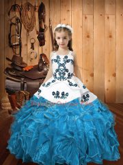 Most Popular Sleeveless Embroidery and Ruffles Lace Up Pageant Dress Toddler