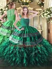 Luxurious Sleeveless Zipper Floor Length Appliques and Ruffles Quinceanera Dresses