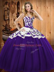 On Sale Sleeveless Lace Up Floor Length Embroidery Quinceanera Dress