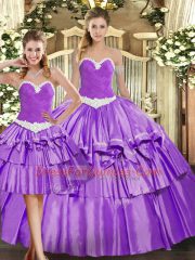 Floor Length Ball Gowns Sleeveless Eggplant Purple Quinceanera Gown Lace Up