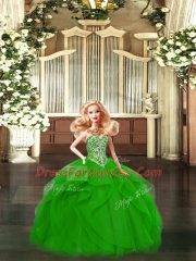 Green Sleeveless Beading and Ruffles Floor Length Quinceanera Dress
