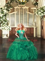 Superior Floor Length Green Vestidos de Quinceanera Organza Sleeveless Beading and Ruffles