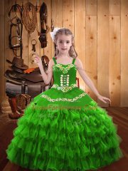 Floor Length Little Girl Pageant Dress Straps Sleeveless Lace Up