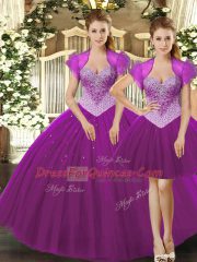 Sleeveless Lace Up Floor Length Beading Ball Gown Prom Dress