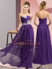 Chiffon Sleeveless Floor Length Homecoming Dress and Appliques