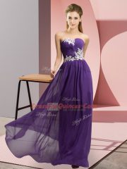 Chiffon Sleeveless Floor Length Homecoming Dress and Appliques