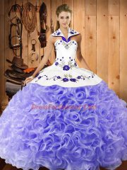Fitting Lavender Lace Up 15th Birthday Dress Embroidery Sleeveless Floor Length