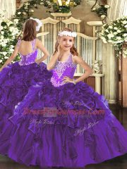 Modern Floor Length Ball Gowns Sleeveless Purple Vestidos de Quinceanera Lace Up