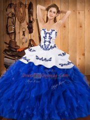 Sleeveless Embroidery and Ruffles Lace Up Quinceanera Dress
