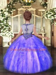 Sleeveless Beading and Ruffles Zipper Pageant Gowns For Girls