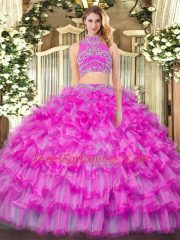 Lilac Sleeveless Tulle Backless Sweet 16 Quinceanera Dress for Military Ball and Sweet 16 and Quinceanera