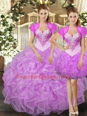Vintage Straps Sleeveless Lace Up 15 Quinceanera Dress Lilac Tulle