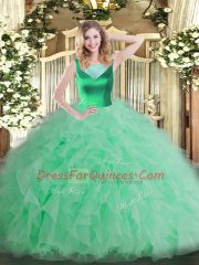Inexpensive Apple Green Quinceanera Dresses Sweet 16 and Quinceanera with Beading and Ruffles Scoop Sleeveless Side Zipper