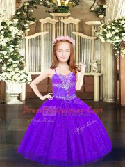 Sleeveless Beading Lace Up Little Girls Pageant Dress
