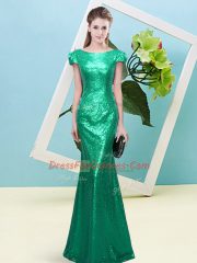 Lovely Cap Sleeves Sequins Zipper Homecoming Dress