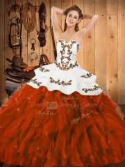 Colorful Sleeveless Lace Up Floor Length Embroidery and Ruffles 15 Quinceanera Dress