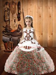 Wonderful Straps Sleeveless Lace Up Little Girl Pageant Gowns Multi-color Fabric With Rolling Flowers