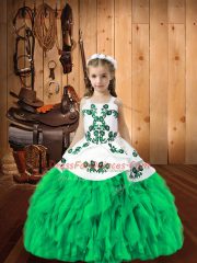 Lovely Sleeveless Embroidery and Ruffles Lace Up Pageant Dress Toddler