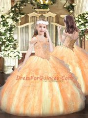 Ideal Sleeveless Beading and Ruffles Lace Up Quinceanera Dresses