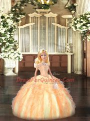 Ideal Sleeveless Beading and Ruffles Lace Up Quinceanera Dresses