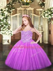Sleeveless Lace Up Floor Length Appliques Kids Pageant Dress