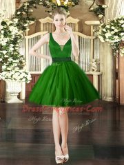 Dark Green Ball Gowns Tulle Straps Sleeveless Ruching Floor Length Lace Up 15th Birthday Dress