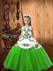 Top Selling Embroidery Kids Pageant Dress Lace Up Sleeveless Floor Length