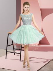 Best Selling Apple Green Scoop Neckline Beading Prom Gown Cap Sleeves Backless