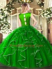 Admirable Scoop Sleeveless Organza 15th Birthday Dress Ruffles Clasp Handle